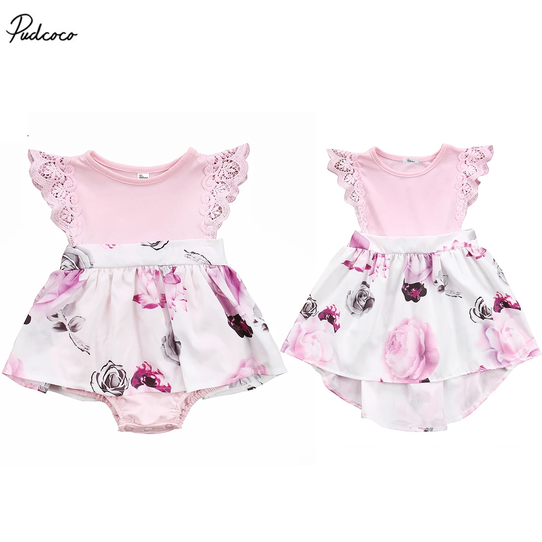 Милая семейная одежда для малышей детей девочек новорожденных сестер Цветочное