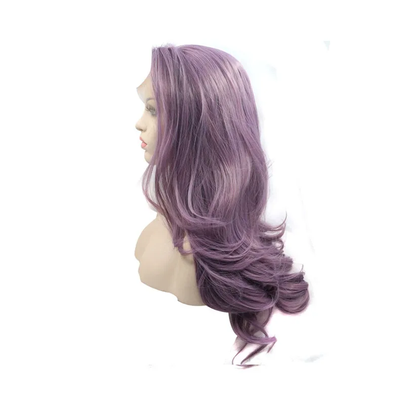 26 дюймов Синтетические волосы на кружеве парики фиолетовый волна длинные