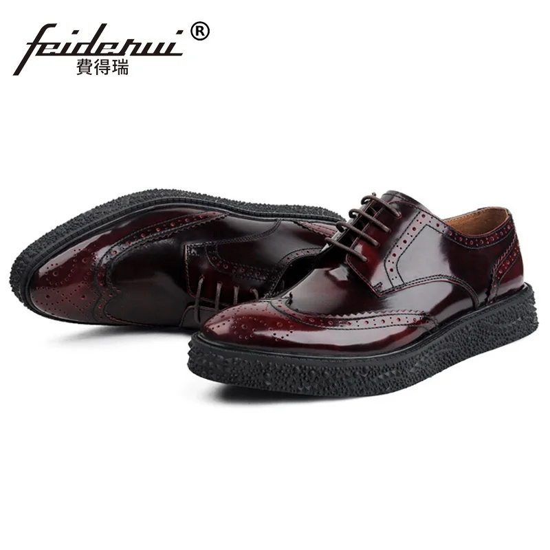 Мужские Винтажные Туфли оксфорды на плоской платформе из лакированной кожи|oxford