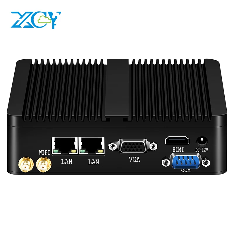 XCY Intel Celeron J1900 Мини ПК Безвентиляторный Windows 10 Linux Двойной гигабитный Ethernet WiFi HDMI VGA RS232 4* USB промышленный микро ПК