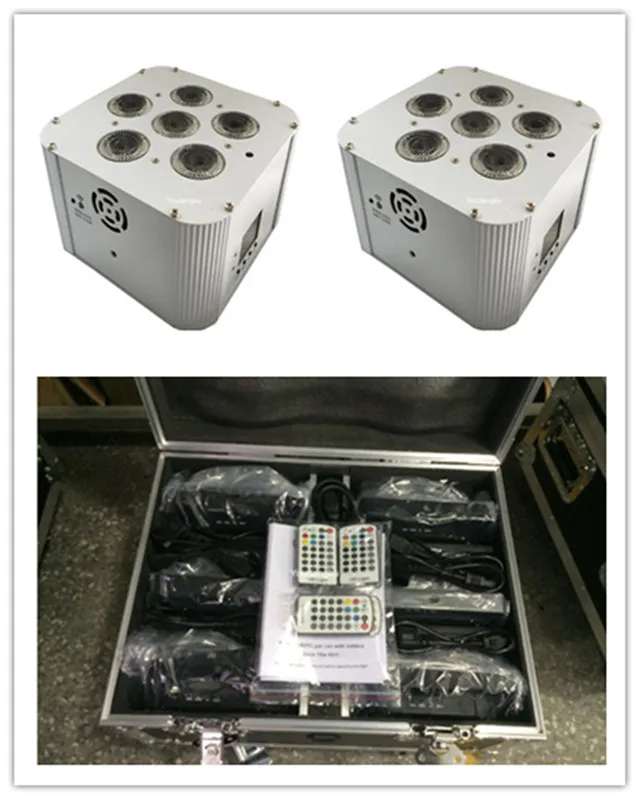 

6 pieces with charging case Stage Light 6 lens 18W LED wedding uplight wireless dmx battery power led slim par rgbwa uv 6in1