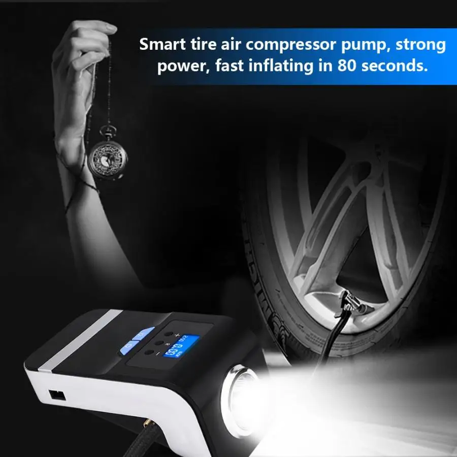 12V Portable Electrical Digital Car Tire Air Compressor Pump Tyre Inflator 150PSi with LED Smart tire Air Compressor Pump
