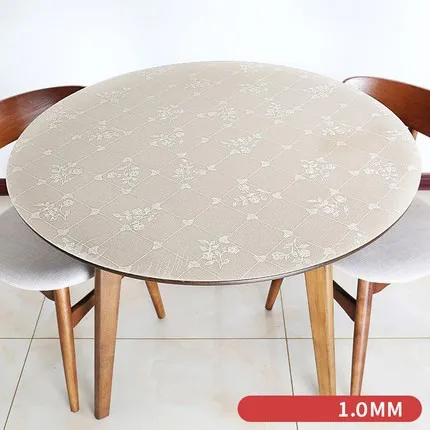 D 1.0mm Водостойкая скатерть для кухни, масляная скатерть, стеклянная мягкая ткань 1,0 мм, круглая скатерть, скатерть с рисунком, коврик 1,0 мм - Цвет: D 1.0mm