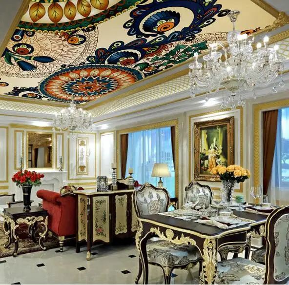 Дизайн Юго Восточной Азии Потолочная настенная бумага настенные фрески для стен