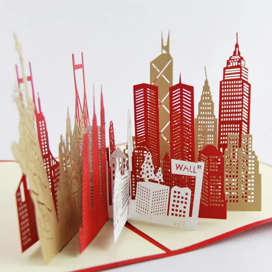 Карта силуэта нью йорка/3D карта kirigami/поздравительные открытки ручной работы
