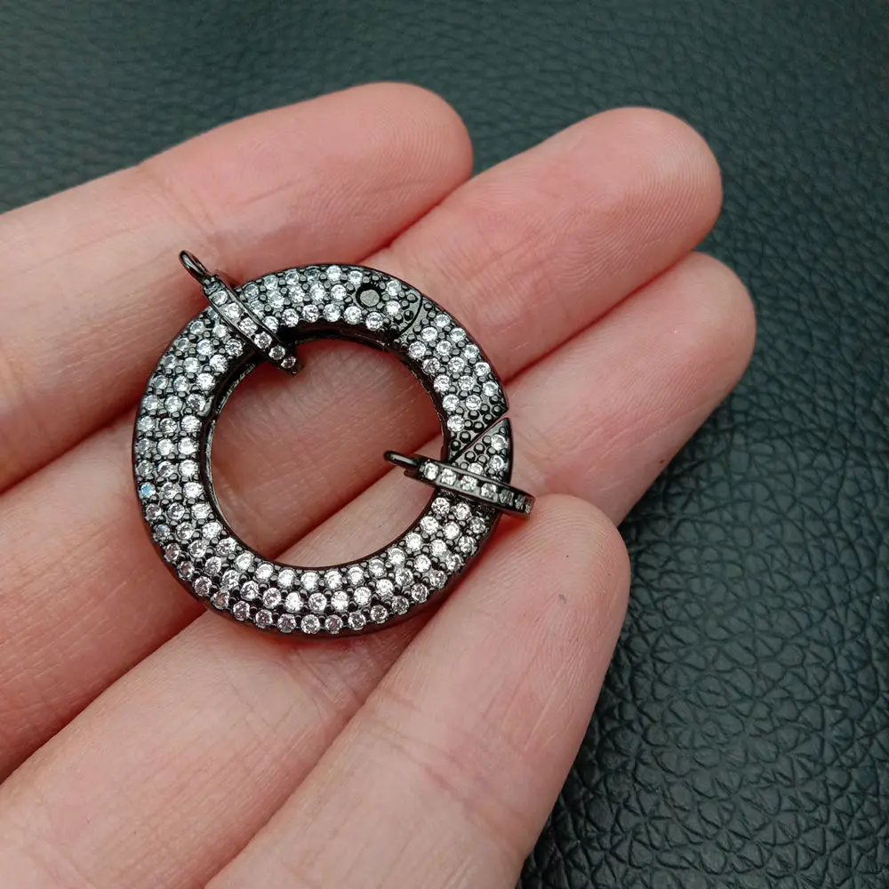 gunmetal Кубический циркон микро проложить круг Застежка 25 мм золотое покрытие - Цвет: gunmetal