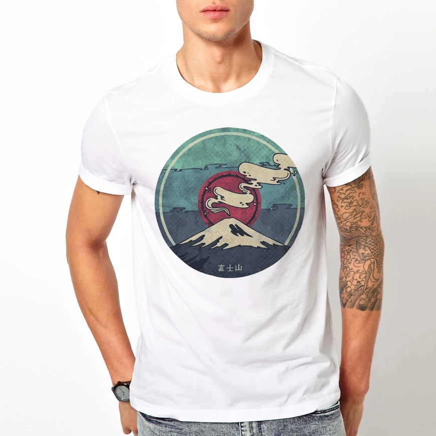TEEHEART фокус футболка со смешным буквенным Fusi Япония Гора Новый дизайн мужской