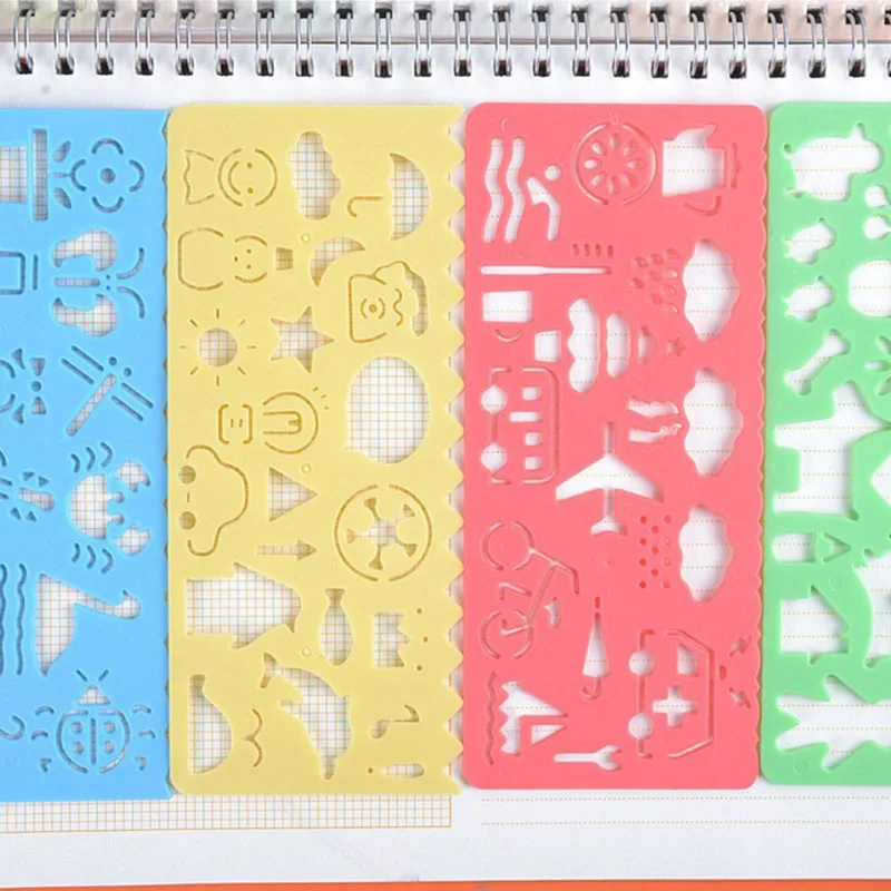 4PCS/Set Children Fun Plastic Drawing Template Spirograph Espirografo Toy Stencil Ruler DIY Creative Draw Education Toys |