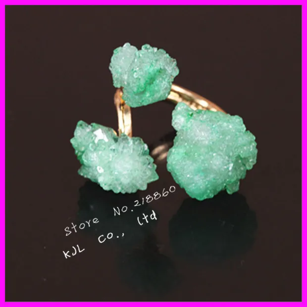 1 шт. модные драгоценные камни с натуральным зеленым кристаллом со стразами