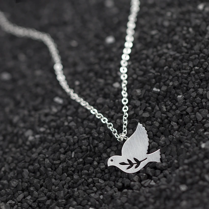 V Attract 10Pcs Lot Jewelry Wholesale Delicate Pigeon Bird Peace Necklaces Pendants Stainless Steel Chain Collier Femme | Украшения и