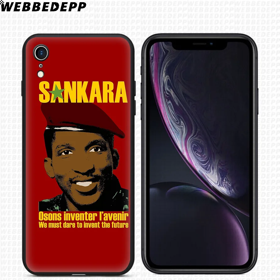 WEBBEDEPP Thomas Sankara Flag Soft Silicone Case for iPhone 11 Pro Xr Xs Max X or 10 8 7 6 6S Plus 5 5S SE |