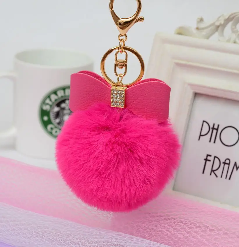 Бесплатная доставка Меха Pom jewelrys Лук помпон Горный Хрусталь кожа Мех Кролика Мяч