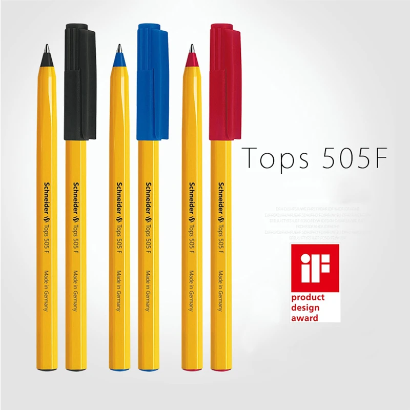 Germany Schneider TOPS 505F ball point Pen Hexagonal Smooth Atom Yellow Pole Classicsimple Generous Ink Stainless Steel Pen|Шариковые