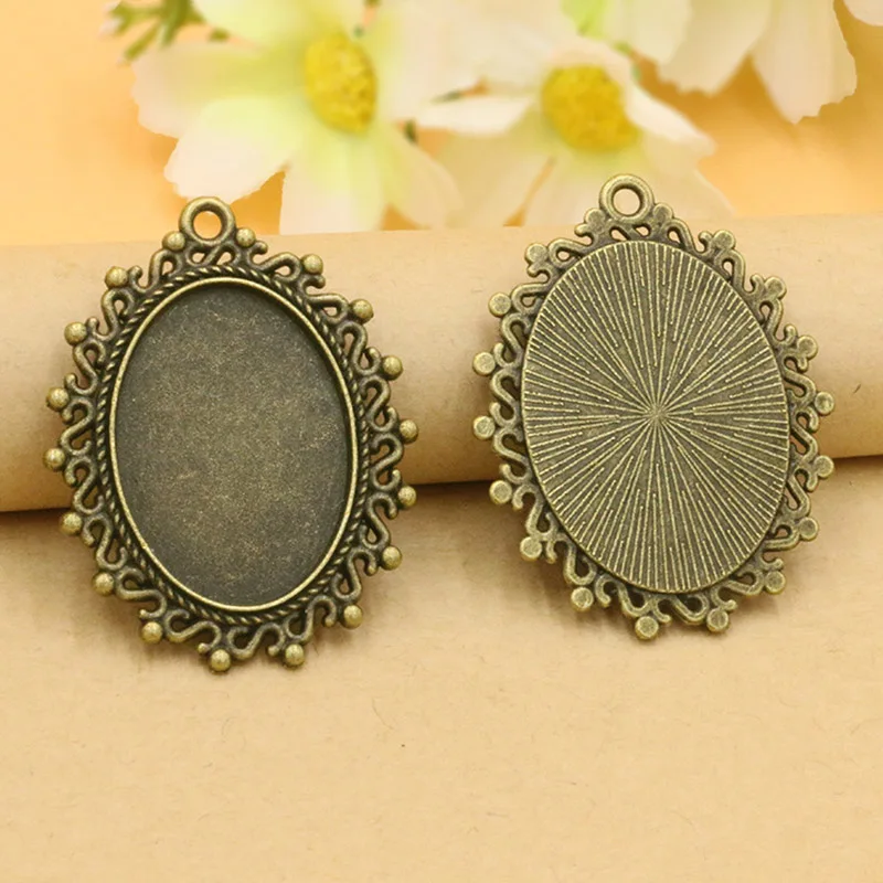 Винтажные пустые Овальные Кабошоны 10 шт./лот для самостоятельного изготовления