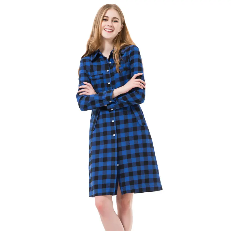 Dioufond Autumn Women Long Shirt Sleeve Red Plaid Blouses Chemise Femme Manche Longue Blusas Femininas New |