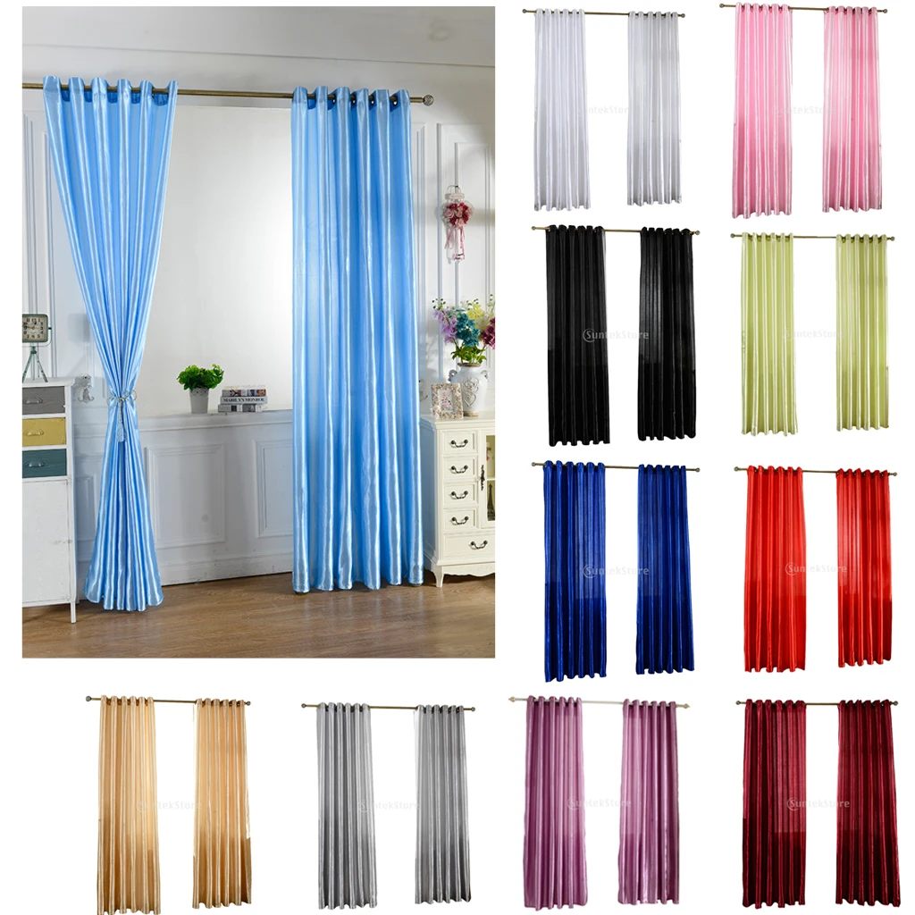 Solid Colors 100*250cm Modern Window Satin Fabric Curtain for living Room Bedroom Hotel Office Blackout Curtains Home Decoration | Дом и сад