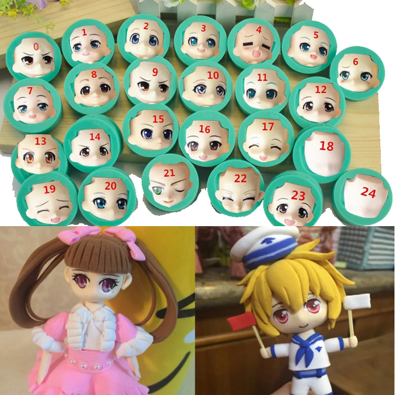 25 шт./компл. форма для лица кукла полимерной глины Fondant украшения тортов или