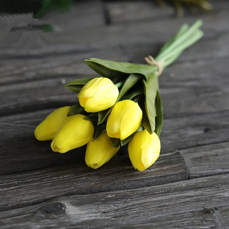 6 шт тюльпаны Искусственные цветы Настоящее прикосновение искусственная кожа para