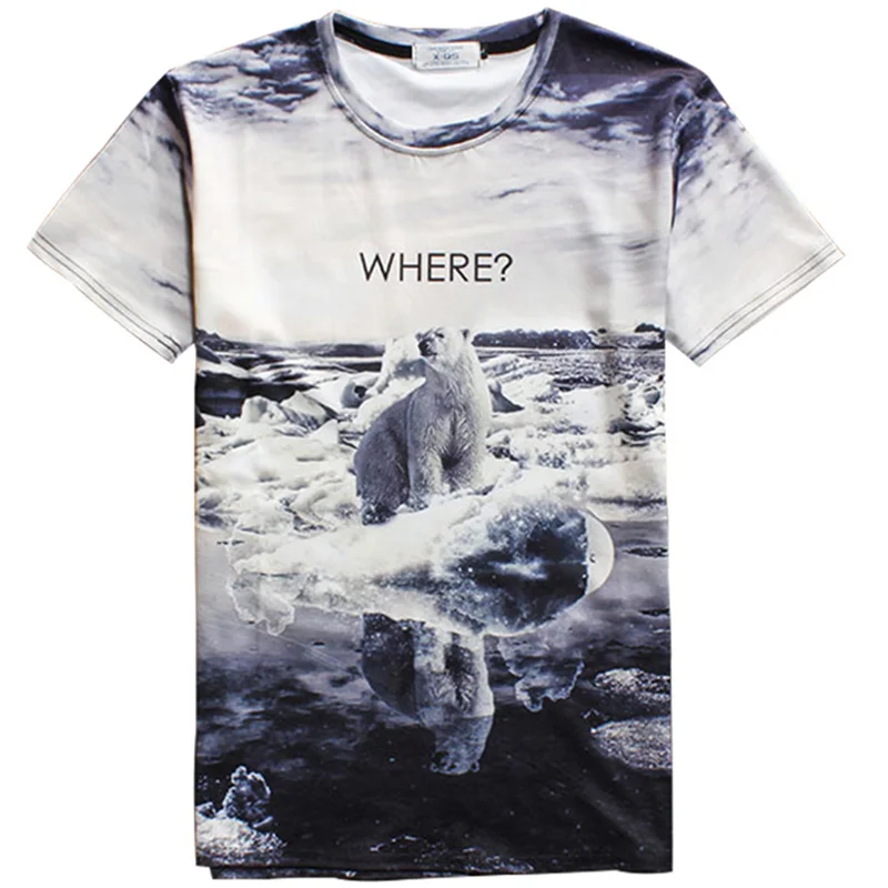 2019 летние модные мужская 3D футболка Женские футболки с принтом акулы медведя