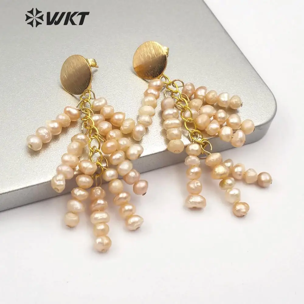 WT E553 натуральный пресноводный жемчуг серьги мини Жемчужная Нить желтый и белый в