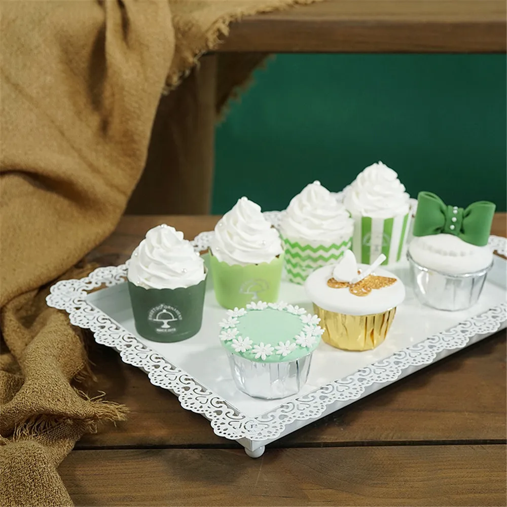 Скандинавский кружевной полый металлический поднос для хранения