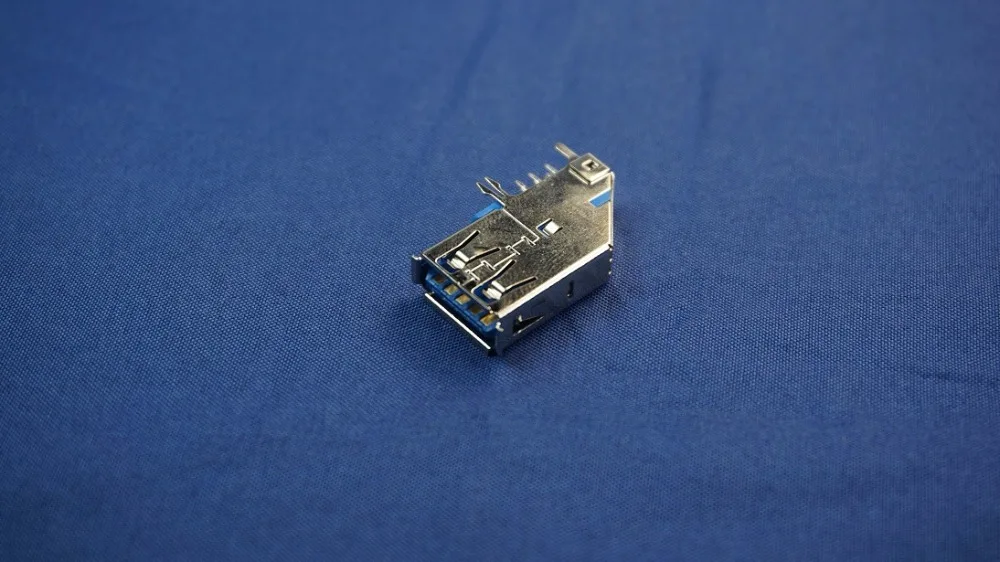 1000 шт. USB 3 0 Вертикальный разъем типа A гнездо через отверстие синий изолятор 1 порт