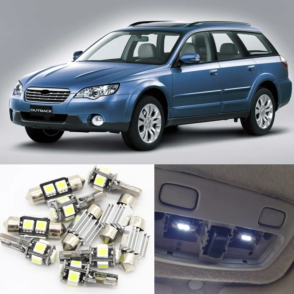 

10pcs White Car LED Light Bulbs Interior Package Kit For 2000-2009 Subaru Outback Map Dome Trunk Door License Plate Light Lamp