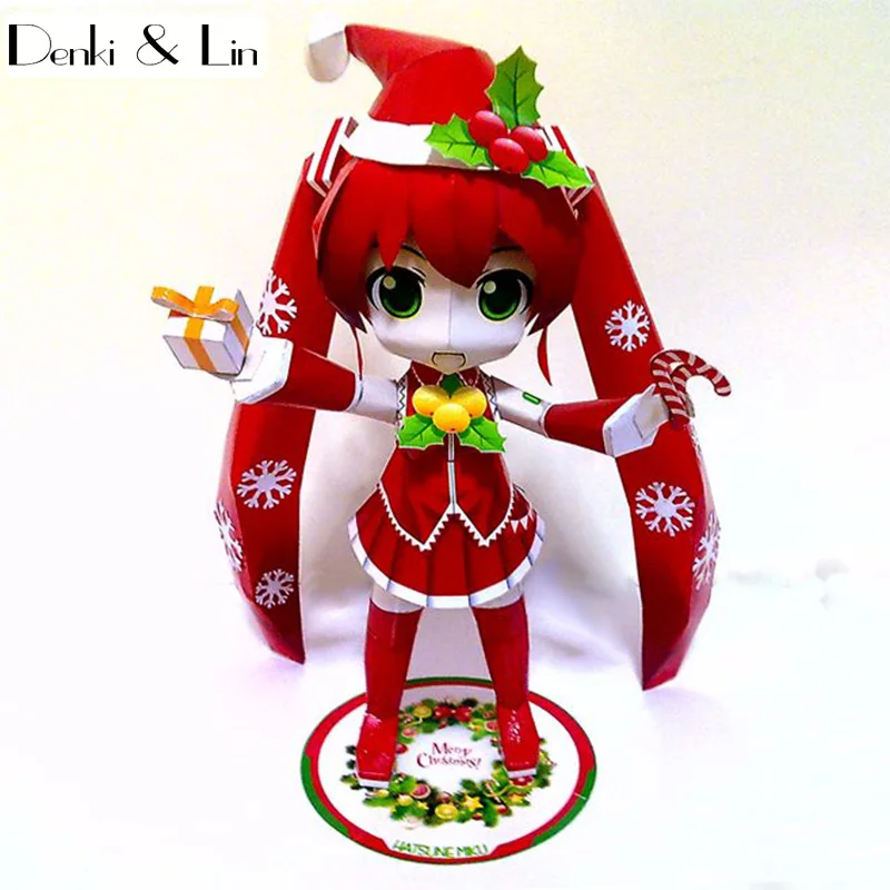 Самодельная Бумажная модель Hatsune Miku Рождественская версия Custom Edition|paper model|diy modelmodel
