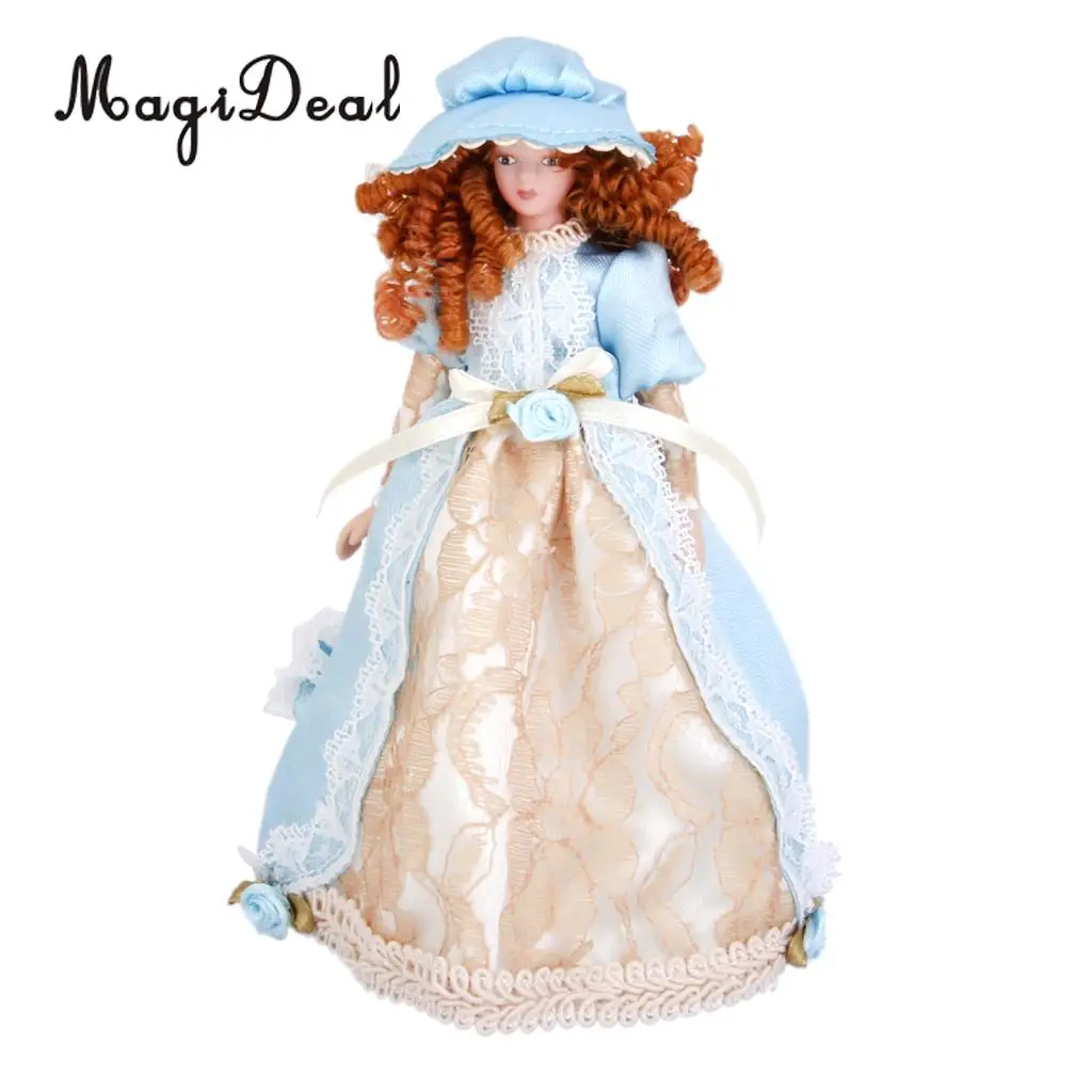 MagiDeal, 1 шт., 1/12, кукольный домик, миниатюрные фарфоровые куклы, плетеные волосы, маленькая серванта, девочка, w подставка для украшения спальни, детские игрушки, 2 вида