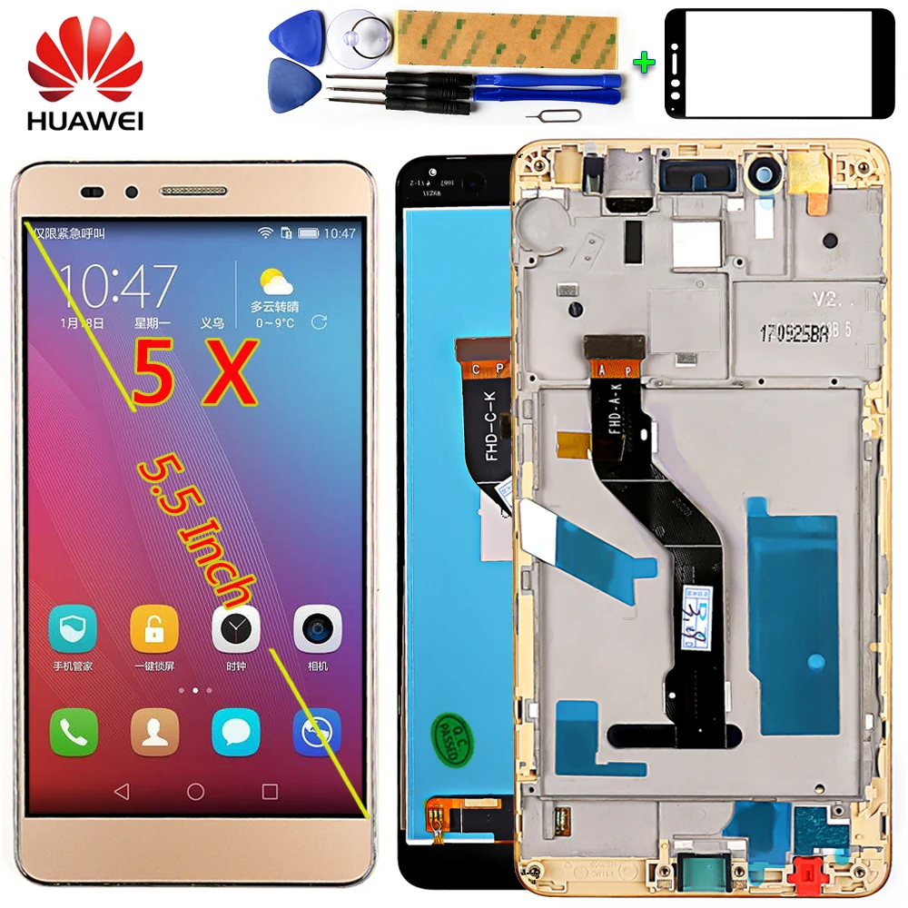 Huawei Honor 5X ЖК дисплей 5 дюймов дигитайзер сборка сенсорный экран для GR5 1920*1080 GR5W