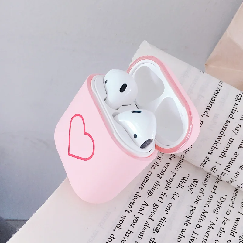 Для AirPods PC матовый сплошной цвет защитный чехол Apple Airpod зарядка защитный чехол наушники Жесткий корпус влюбленные любовь сердце