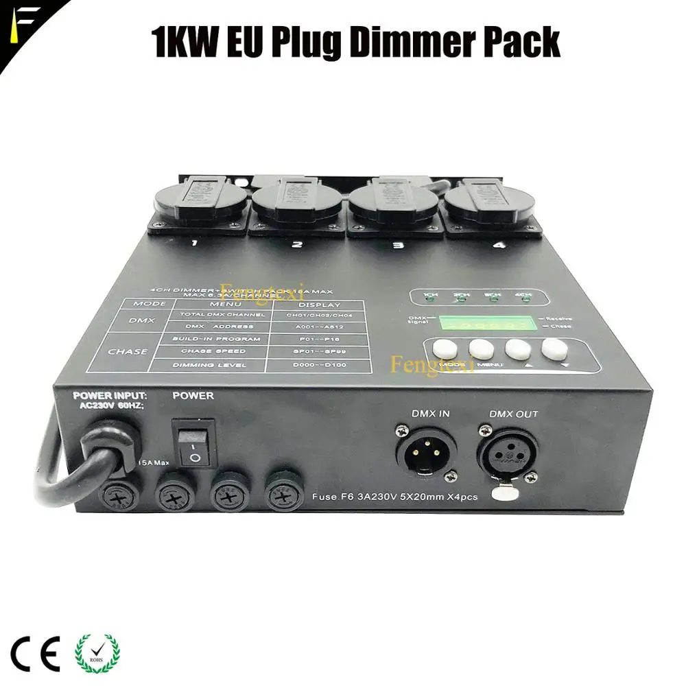 CPU Digital Technology Matrix 4 Channels 1kw DMX Dimmer Rear Controller Dimming Pack For Stage Light Fixtures