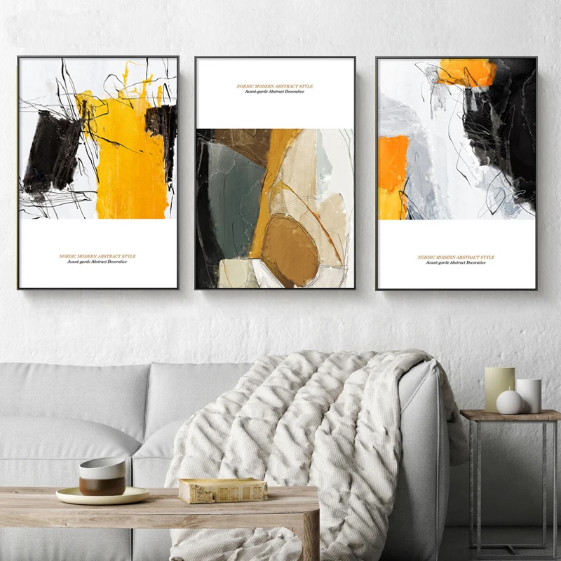 Скандинавский минималистичный Красочный абстрактный геометрический желтый