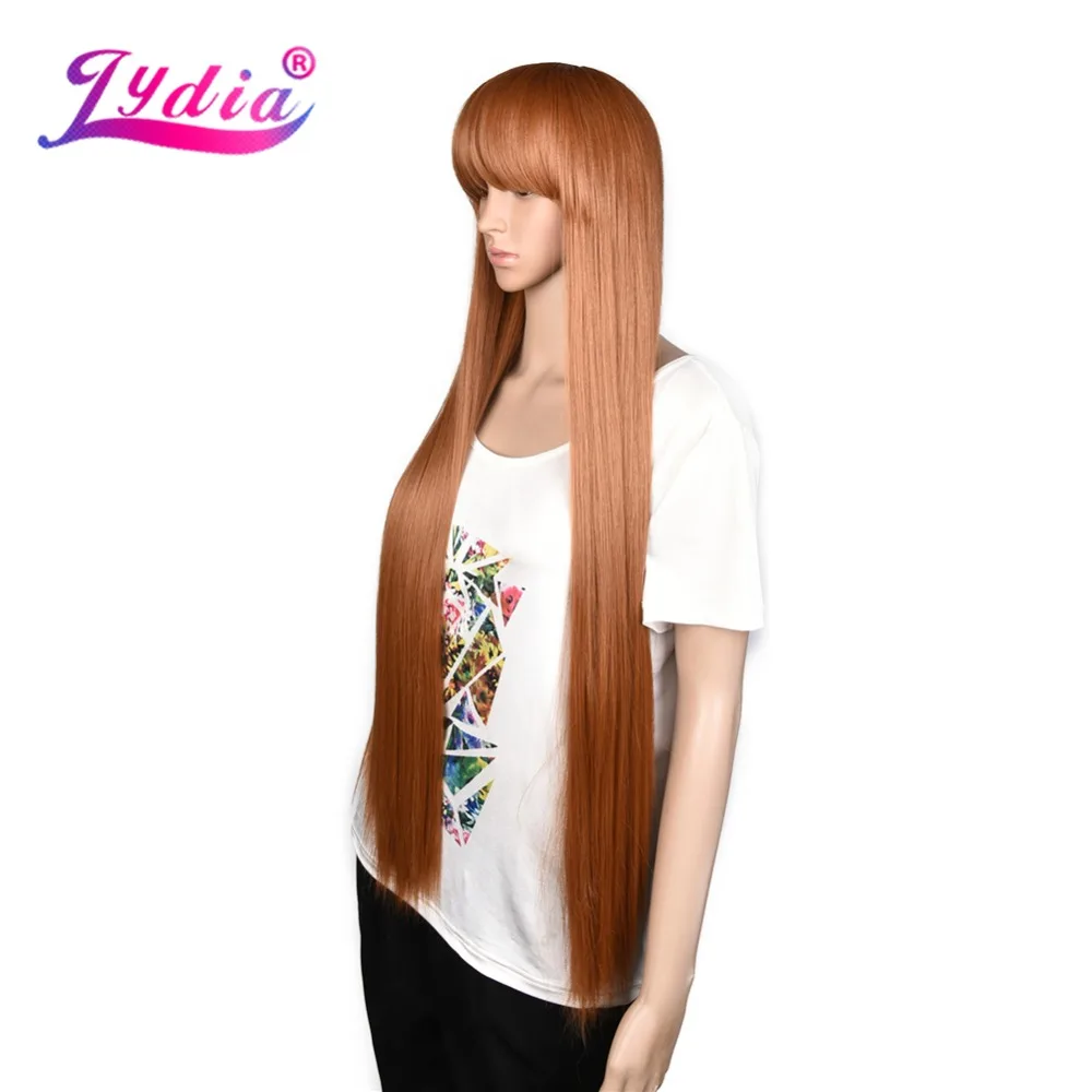 Лидия длинные прямые волосы 28 "натуральный парик опрятная челка косплей - Фото №1