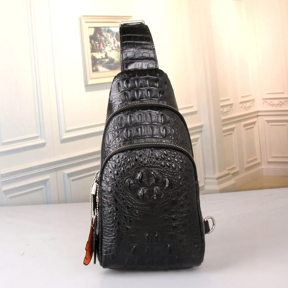 Повседневная дизайнерская мужская сумка из натуральной кожи аллигатора на