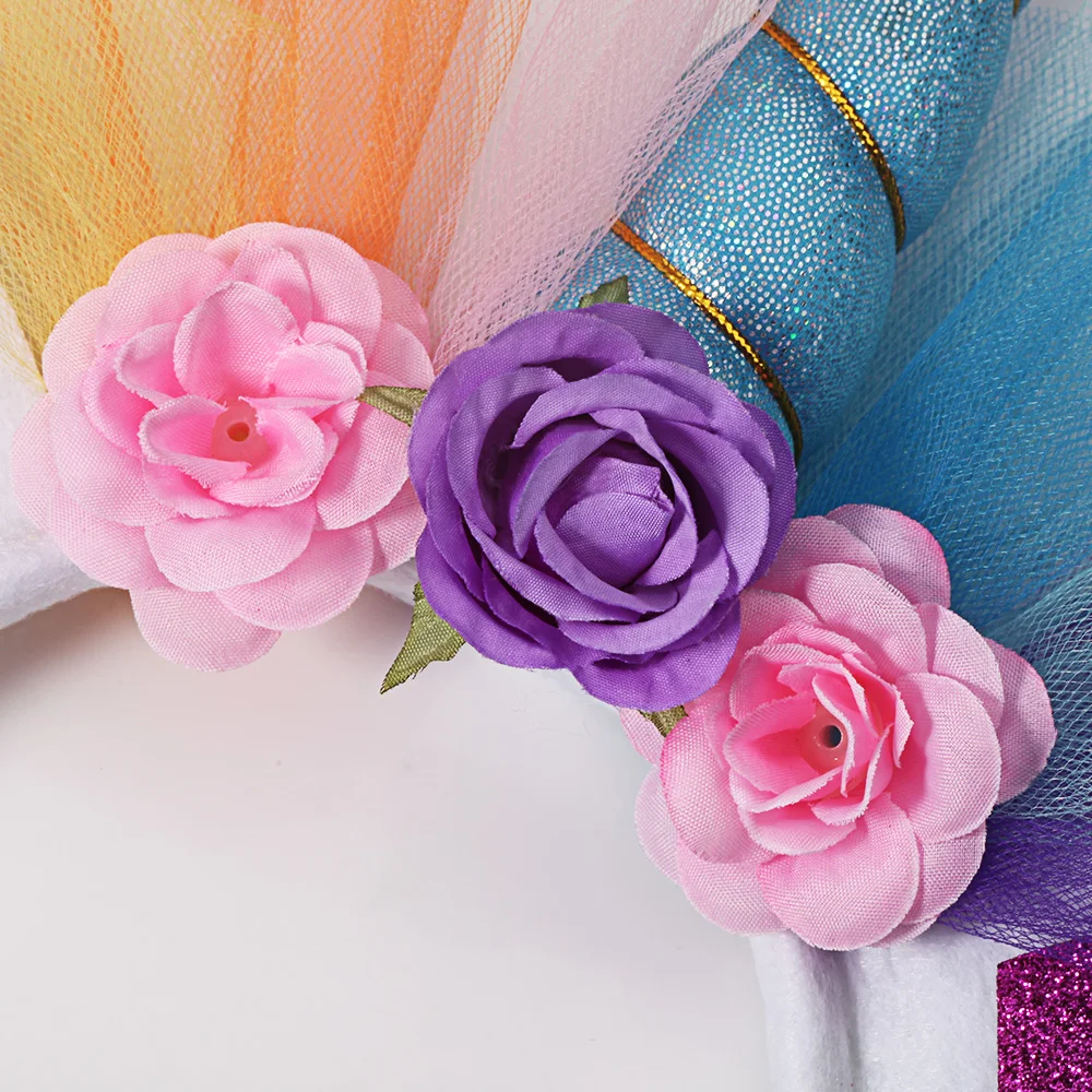 1 шт блеск Пасхальный обруч для волос бонус для вечерние DIY волосы Accessoriess Rainbow Unicorn рога Лентой Дети шифон повязка на голову "Единорог"