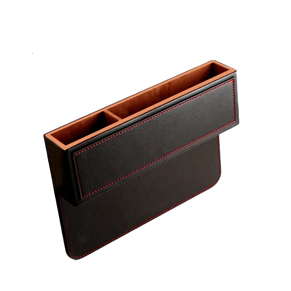1Pc Black Органайзер для автомобильного сиденья из искусственной кожи, щелевая коробка для хранения для кошелька, телефона, монет, ключей, карт, авто аксессуары для интерьера - Название цвета: 1Pc Black