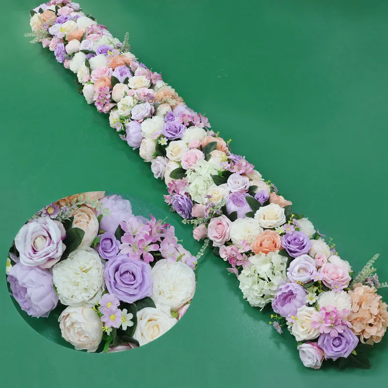 Light purple JAROWN искусственные 2 м Роза ряд цветов Свадебные арочные двери декор Флорес Шелковый Пион дорога цитируются Цветы вечерние дома - Цвет: Light purple
