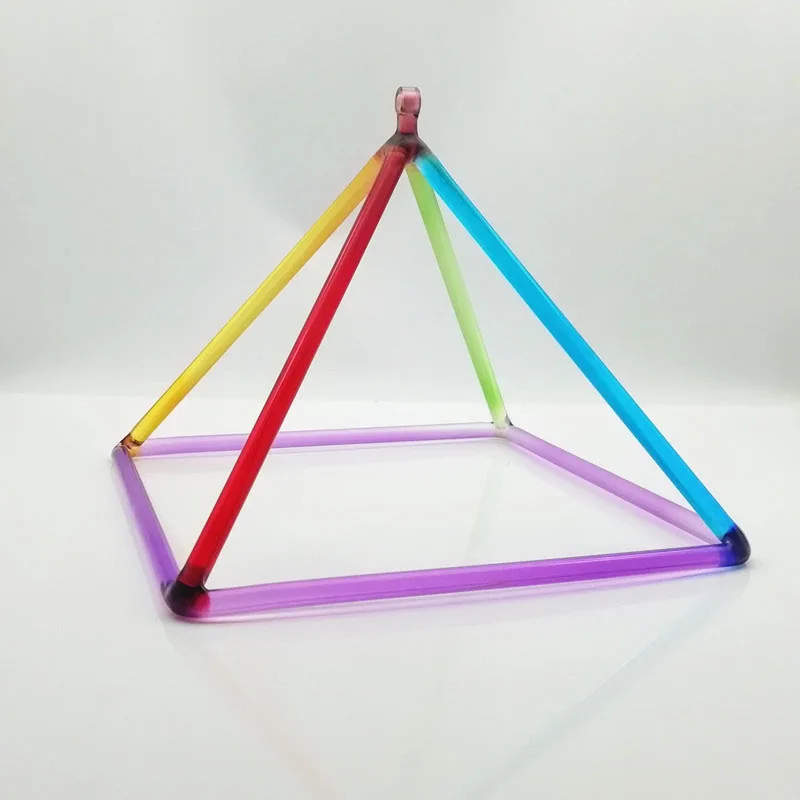 HF Радужная цветная прозрачная кварцевая Поющая пирамида для звукового исцеления