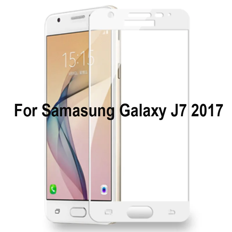 

Ultra-Thin White black color full screen protector Tempered Glass film For Samsung Galaxy J7 2017 Screen protective glass film