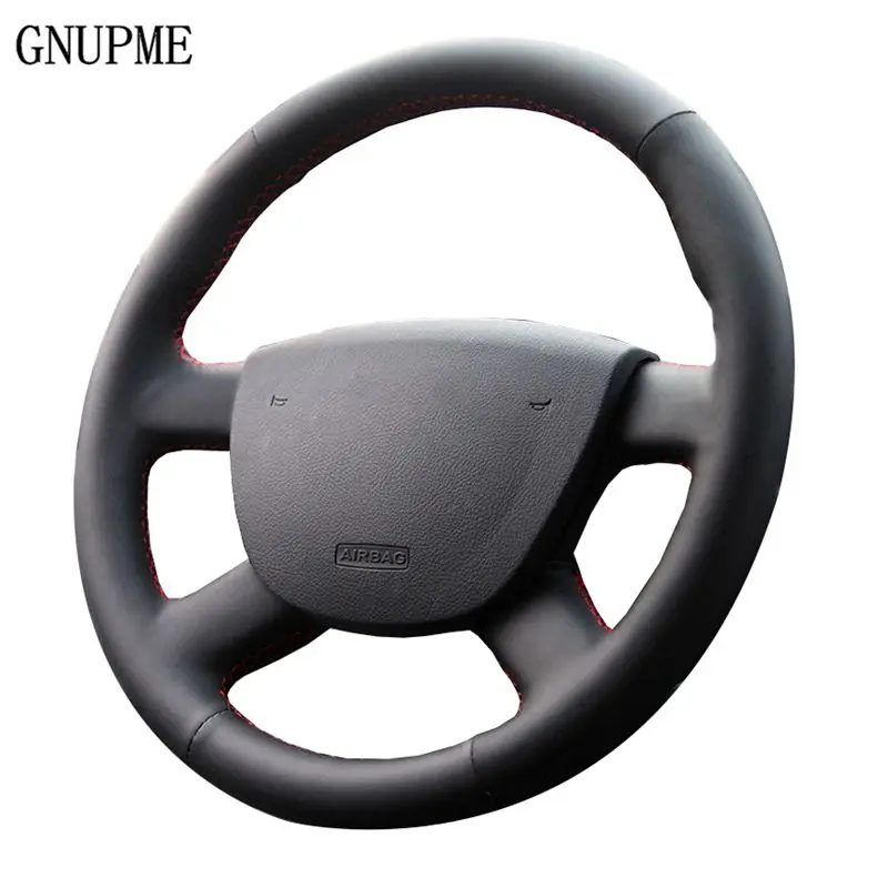 GNUPME Black Artificial Leather Car Steering Wheel Cover for Ford Focus 2 2005-2016 Special hand-stitched Steering Covers