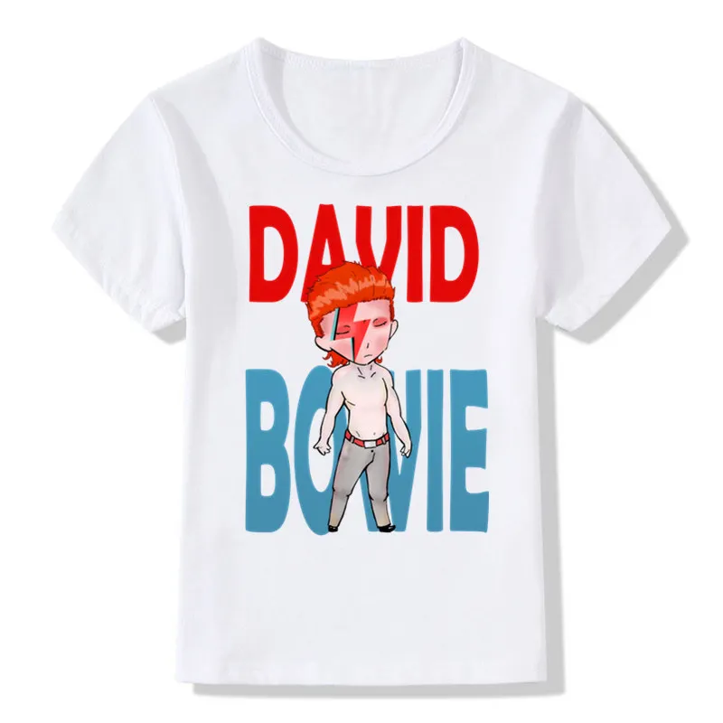 Мальчик и девочка принт рок Боуи Дэвид Ziggy Stardust винтажная модная футболка Детские
