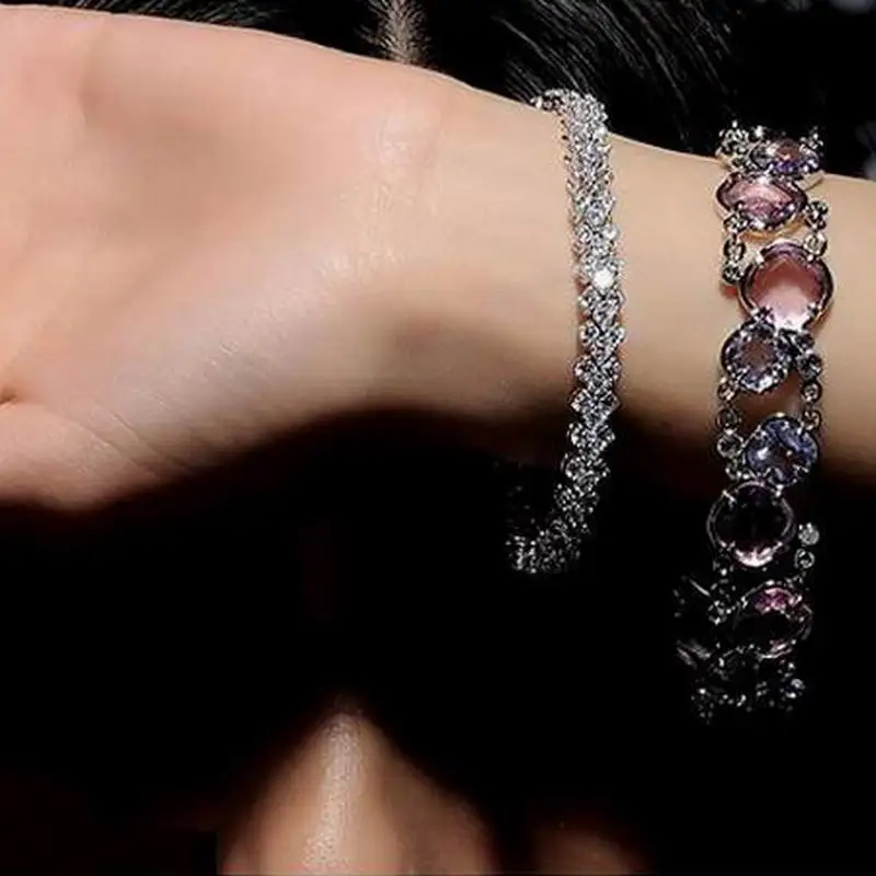 Роскошные розовые золотые серебряные разноцветные на цепочке медный Сияющий