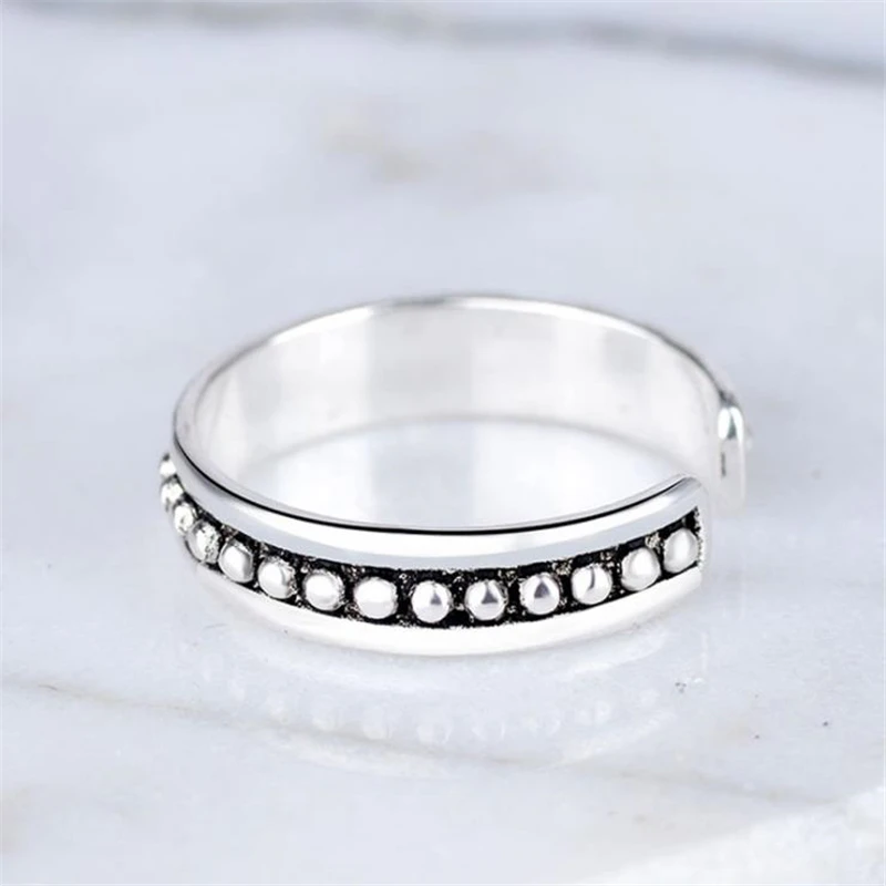KOFSAC Vintage Thai Silver Jewelry 925 Sterling Rings For Women Anniversary Simple Adjustable Ring Girl Best Gifts | Украшения и