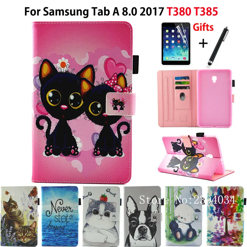 Модный чехол книжка из искусственной кожи с изображением животных для Samsung Galaxy Tab