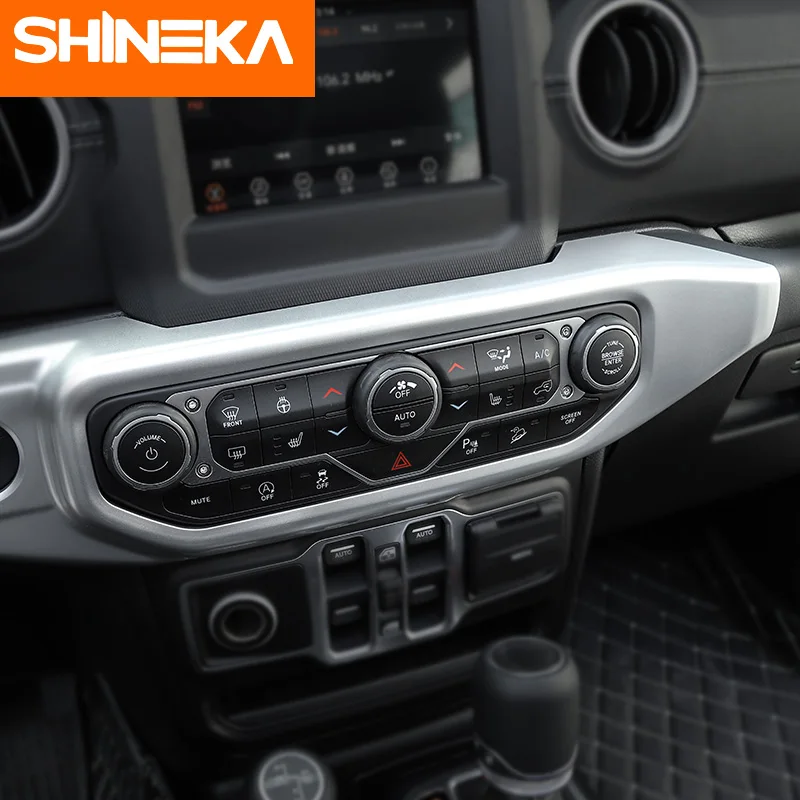SHINEKA интерьерные молдинги для Jeep Wrangler JL+ панель управления кондиционера Декоративные наклейки аксессуары для jeep JL