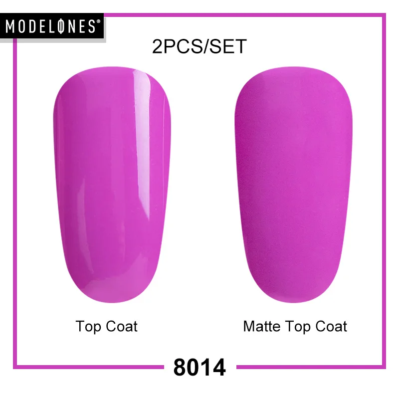 8014 MATTE TOP COAT Modelones, 2 шт./лот, Матовый верхний слой, набор гель-лаков для ногтей, сделай сам, матовый эффект, светодиодный Гель-лак для ногтей, наборы, Полупостоянный УФ-Гибридный гель - Цвет: 8014 MATTE TOP COAT