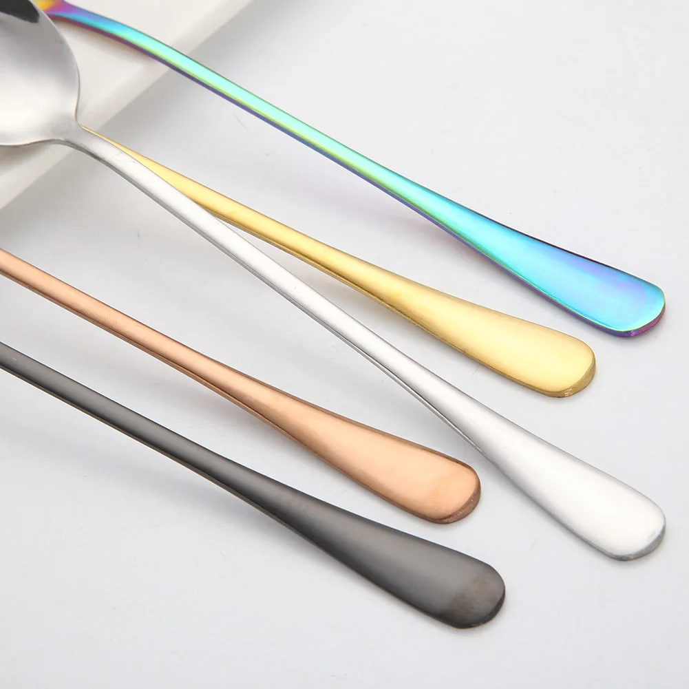 Горячая Нержавеющая Сталь Совок посуда с длинной ручкой Кофе Чай десерт ложка