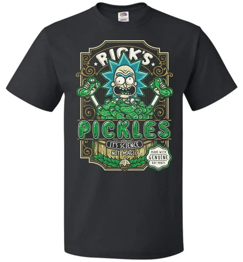 Футболка Рик и Морти Рик's Pickles This Is Science Not Magic Black Бесплатная доставка Harajuku топы