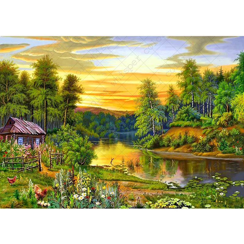 Алмазная картина 5D полностью квадратная дрель летний пейзаж страна сцен Bach Life
